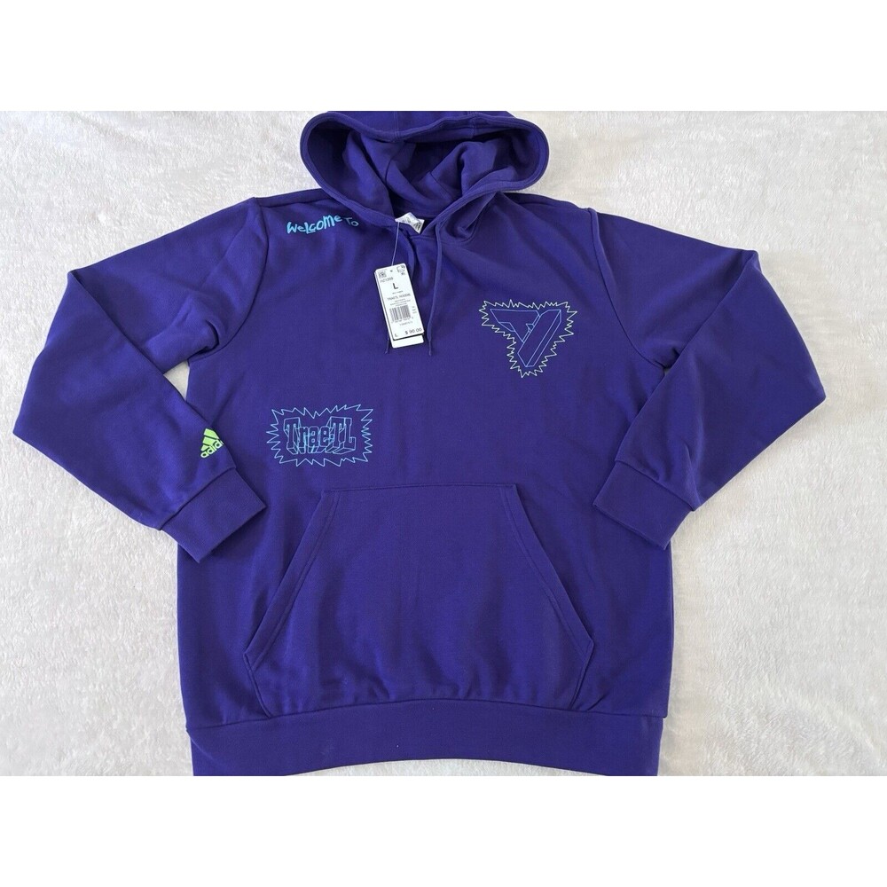 Adidas Trae Young Hoodie Sweatshirt Men Large Purple New Atlanta TraeTL Hawks